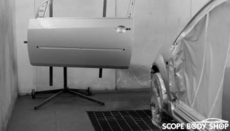 Scope Body Shop use specialised equipment in the repair of a car to ensure the very highest standards are met.